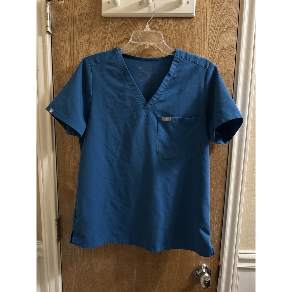 Figs Scrub Top Catarina One Pocket Women's M Ocean Blue Style FW1000 PO 1652